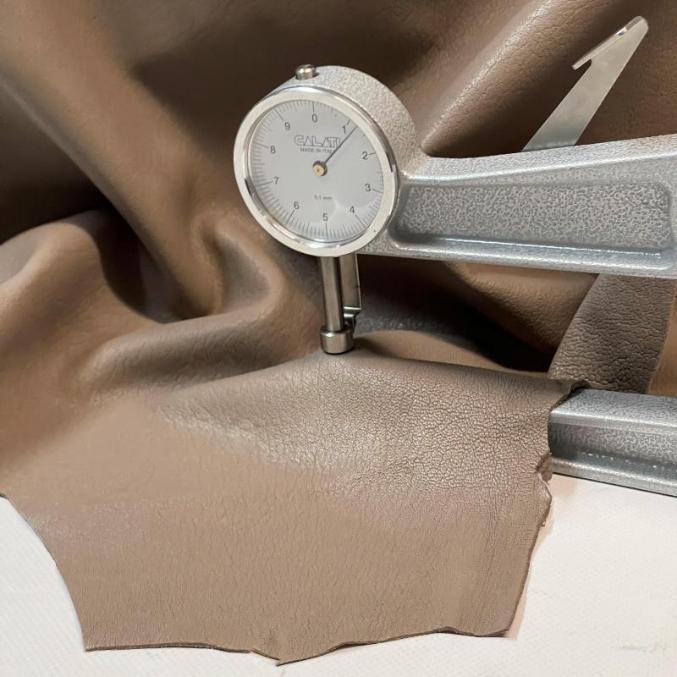 Taupe thick nappa leather hide