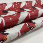 Embossed Cowhide Leather Red Swan