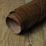 Russet Brown Crocodile Embossed Leather