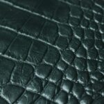 Forest Green Crocodile Embossed Leather