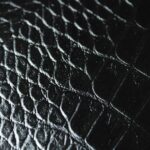 Black Crocodile Embossed Leather
