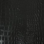 Black Crocodile Embossed Leather
