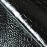 Black Crocodile Embossed Leather