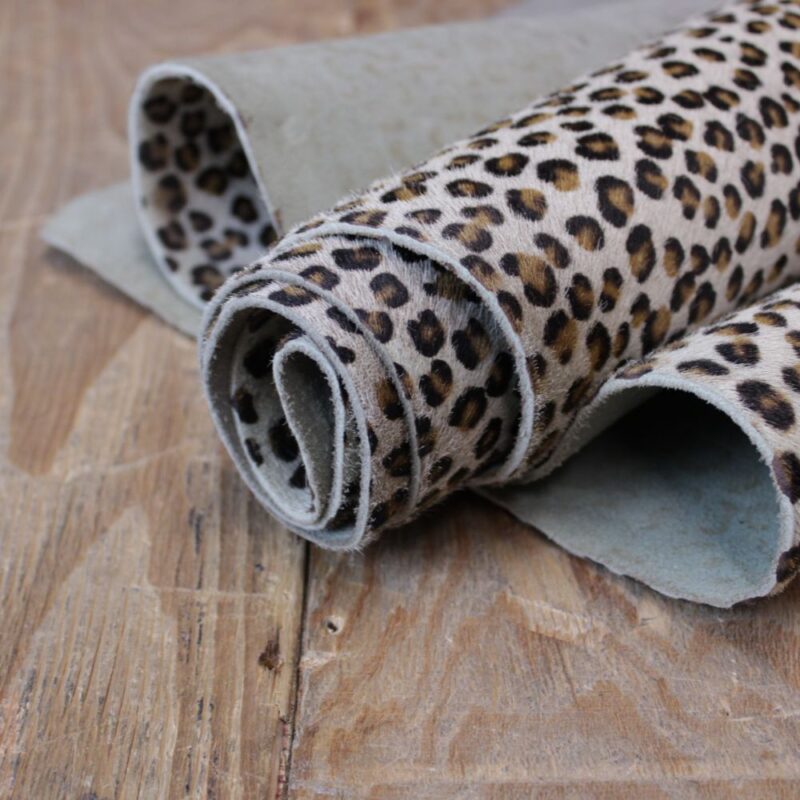 Ponyskin Leather Leopard Cream
