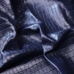 Crocodile Embossed Cowhide Navy Blue
