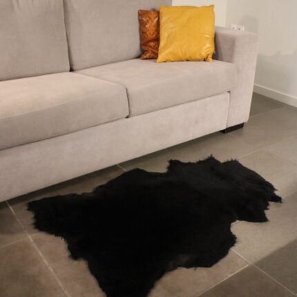 Black Lambskin Shearling Hide For Rugs & Decoration
