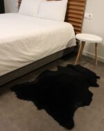 Black Lambskin Shearling Hide For Rugs & Decoration