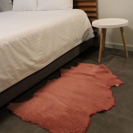 Pink Lambskin Shearling Hide For Rugs & Decoration