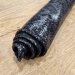 Embossed Cowhide Leather Snake Black