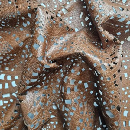 Laser Cut Leather with Decorative Pattern L114026 Brunette