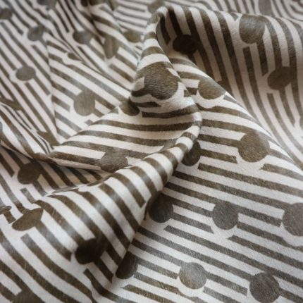 Ponyskin Δέρμα Γκρι Πουά με Ρίγα PO5945