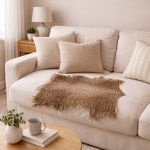 Goatskin Hide ~24x22cm Beige-Animal Print RG60