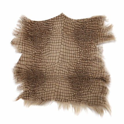 Goatskin Hide ~24x22cm Beige-Animal Print RG60